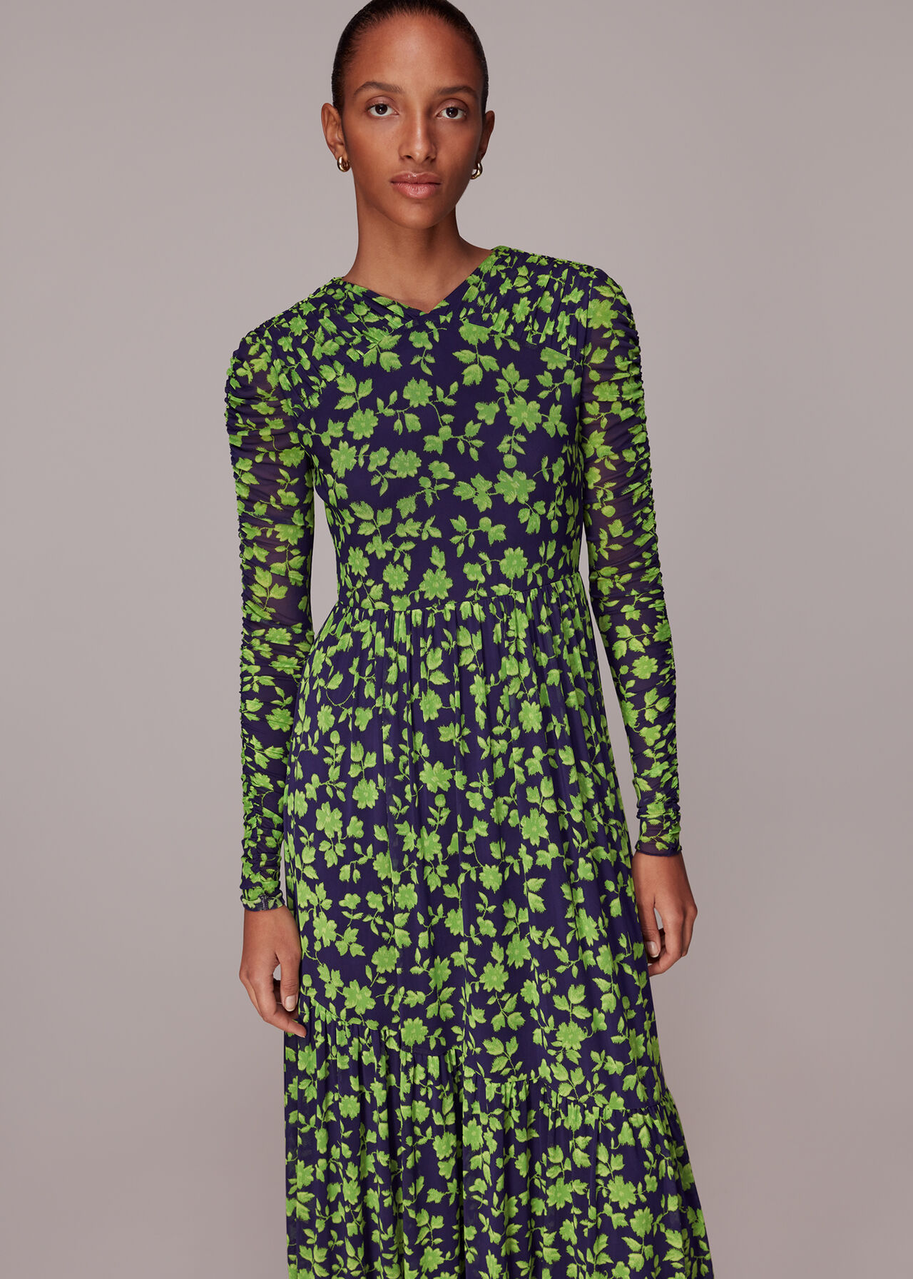 Linear Floral Mesh Dress